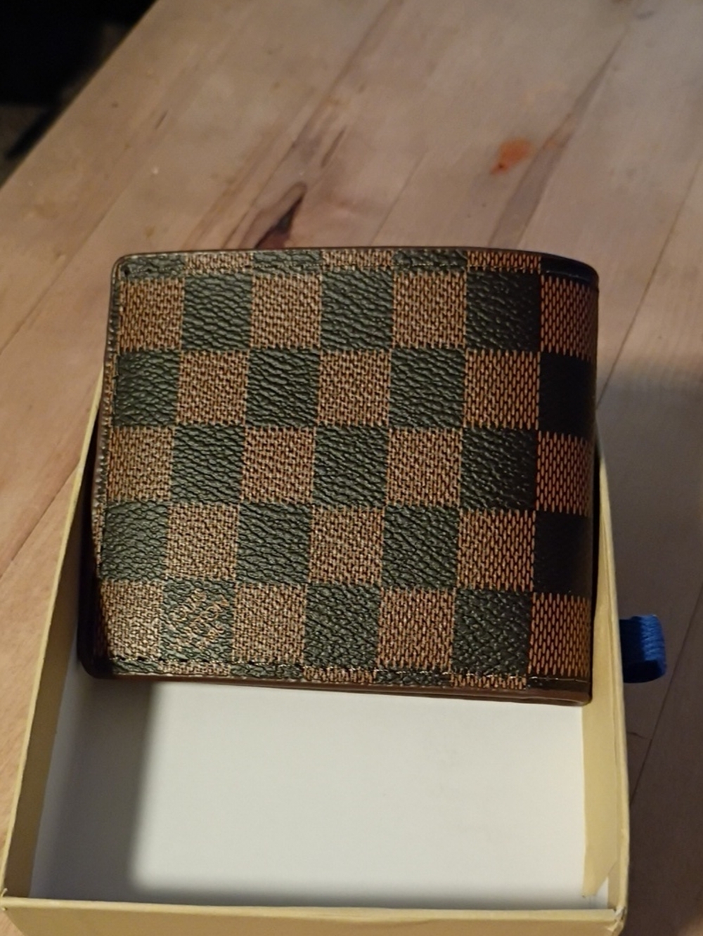 Men's Checkered Brown & Dark Brown Leather Wallet